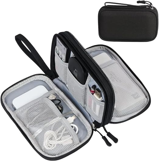 Electronic Accessories Bag Organizer - Travel Mobile Electronics Accessories & Supplies - Compatible For Charger USB Cables SD Memory Cards Earphone Flash Hard Drive Phone Power Bank (Black)