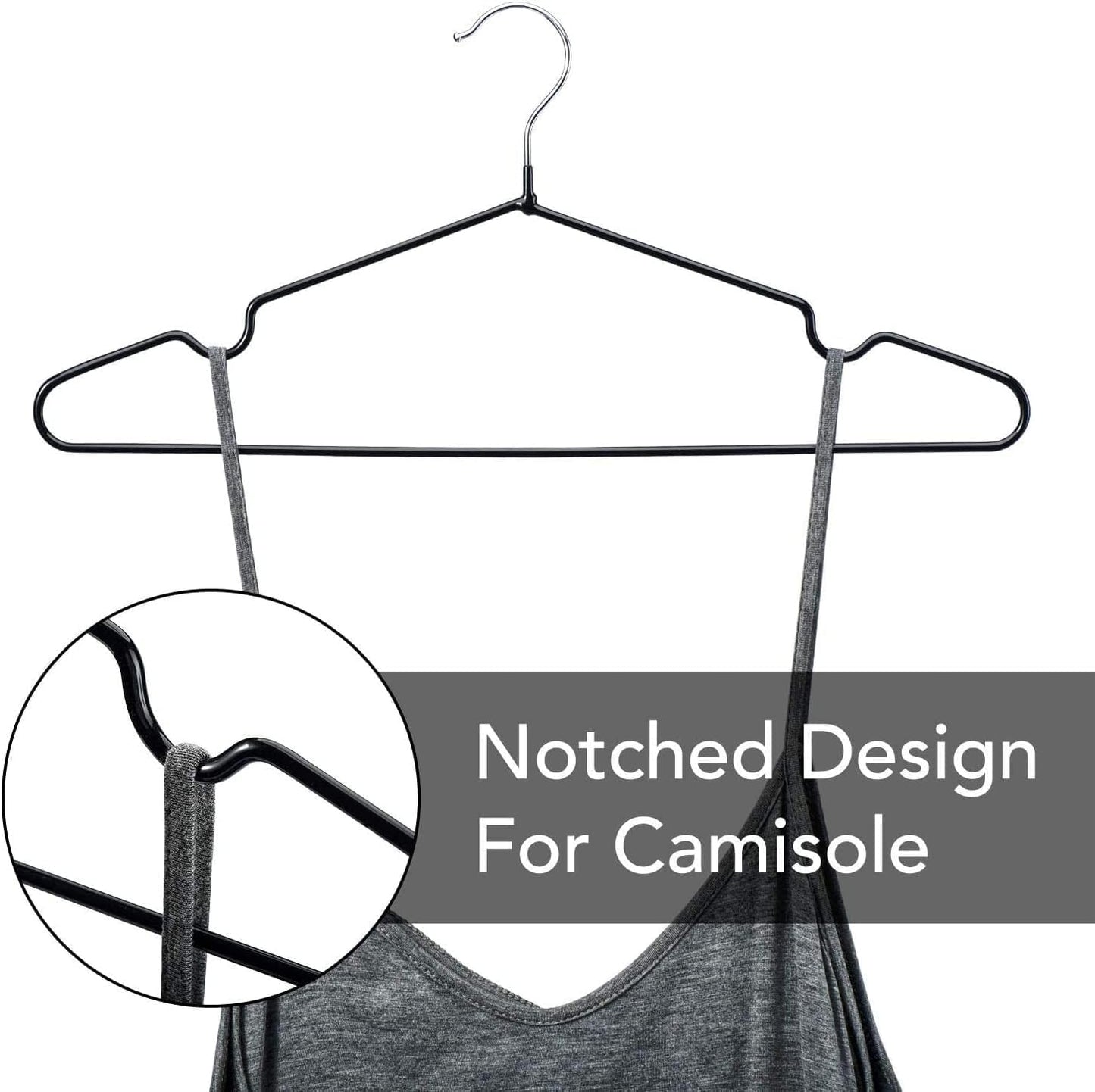 HOUSE DAY Metal Hangers Plastic Hangers 10 Pack - Black Shirt Hangers for Clothes Space Saving Clothes Hangers Rubber Coat Hangers for Adult Heavy Duty Hangers Strong Anti-Slip Hangers Wire Hangers