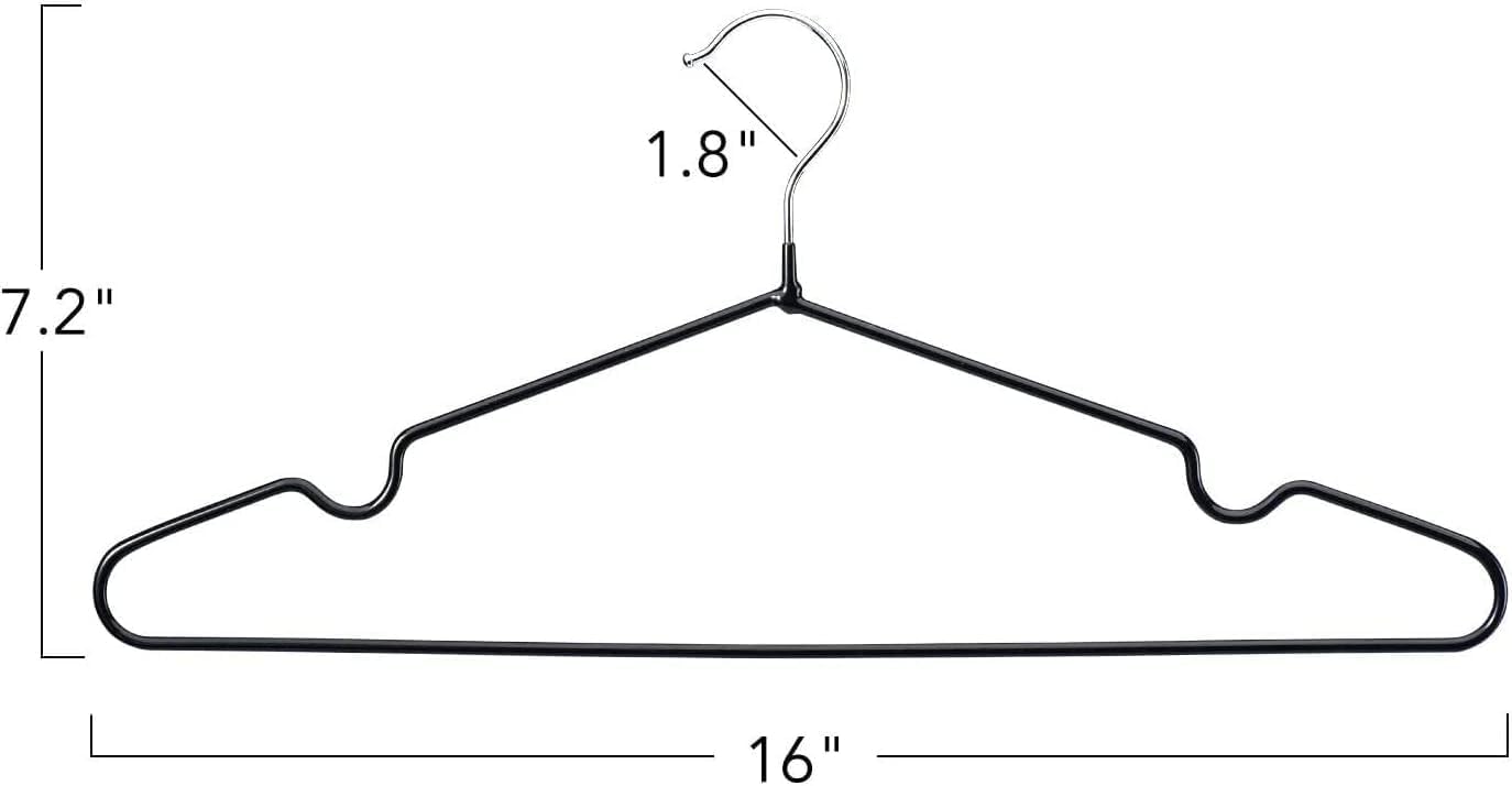 HOUSE DAY Metal Hangers Plastic Hangers 10 Pack - Black Shirt Hangers for Clothes Space Saving Clothes Hangers Rubber Coat Hangers for Adult Heavy Duty Hangers Strong Anti-Slip Hangers Wire Hangers