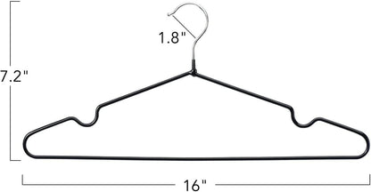 HOUSE DAY Metal Hangers Plastic Hangers 10 Pack - Black Shirt Hangers for Clothes Space Saving Clothes Hangers Rubber Coat Hangers for Adult Heavy Duty Hangers Strong Anti-Slip Hangers Wire Hangers
