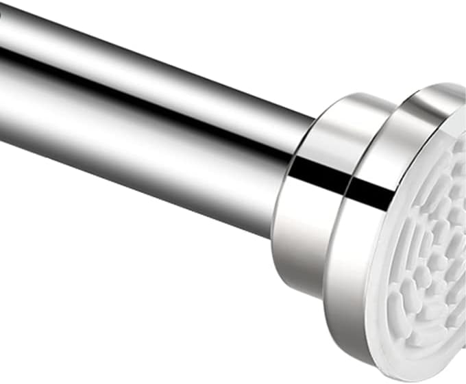 Telescopic Shower Curtain Rod：Never Rust 304 Stainless Steel Tension Spring Curtain Rod - Non-Slip Adjustable Tension Pole –No Drilling Extendable Pole (105-170cm)