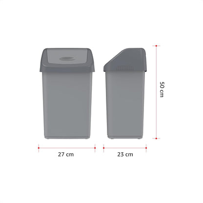 Cosmoplast 20L Flip-Top Waste Bin With Swing Lid, Pearl Grey