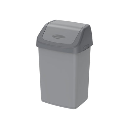 Cosmoplast 20L Flip-Top Waste Bin With Swing Lid, Pearl Grey