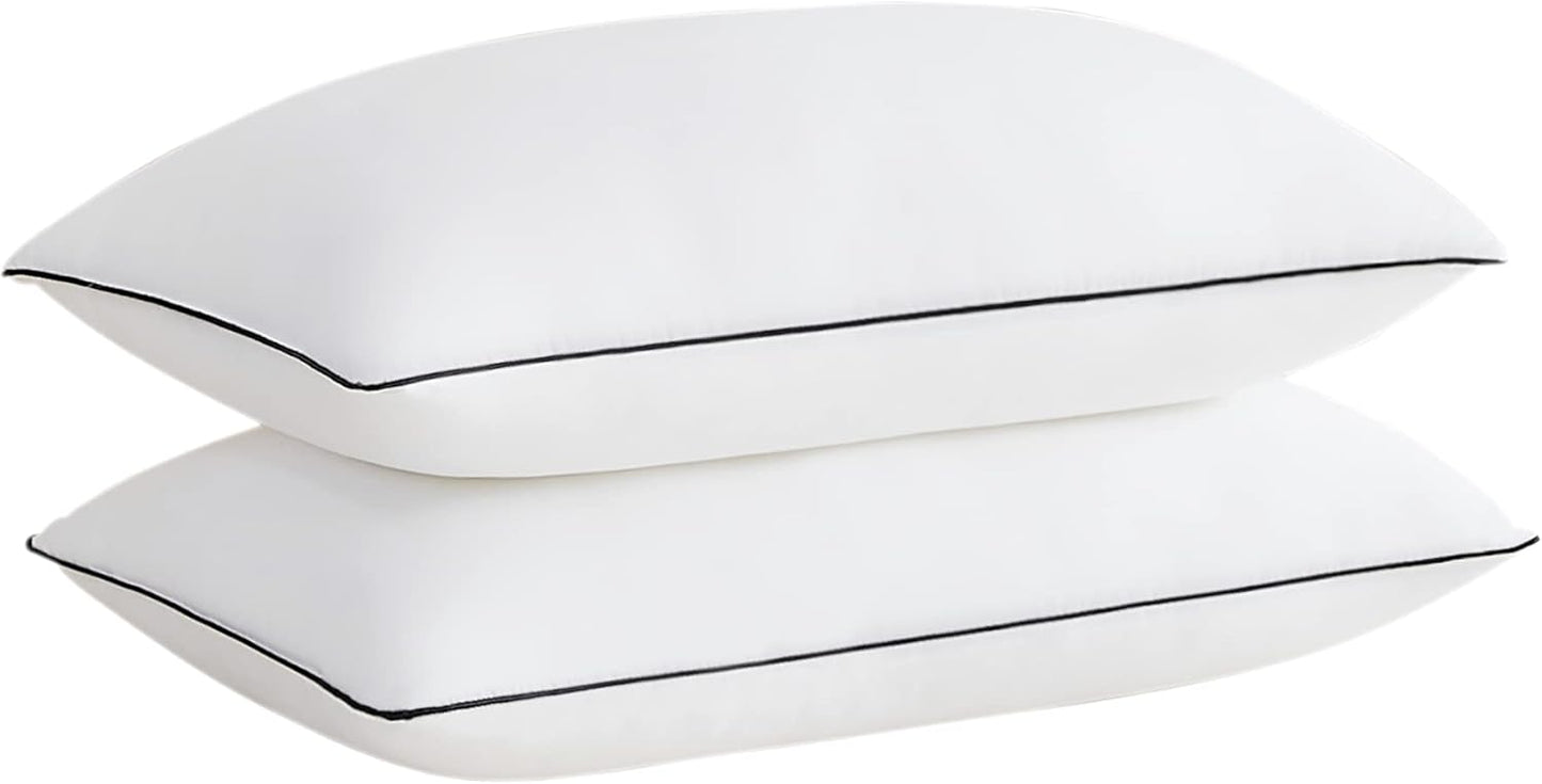 Acanva Cooling Bed Pillows for Sleeping, Luxury Hotel Quality 3D Microfiber Filling with Breathable Cover for Side Back and Stomach Sleepers, Reduces Neck Pain, Queen (Pack of 2), White 2 Count
