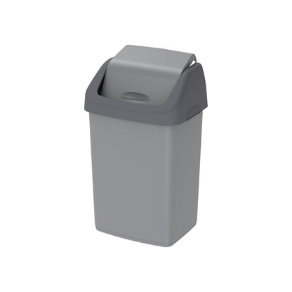 Cosmoplast 20L Flip-Top Waste Bin With Swing Lid, Pearl Grey
