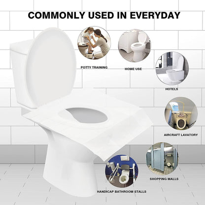 50 Pcs Flushable Paper Toilet Seat Covers for Adults and Kids, Disposable Travel Essential Accessories for Airplane, Road Trips, Camping
