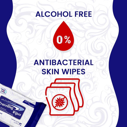 Cool & Cool Travelling Wipes - 30's (Pack of 3) - Convenient for Travel,Antibacterial Skin Wipes with Vitamin E,Aloe Vera Gel & Herb Extract,Alcohol-Free,Soft & Gentle - 90 Wipes