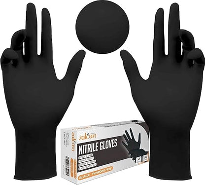 Zalcoon Nitrile Exam Disposable Gloves, Powder Free, Latex Free, Best for Restaurant, Saloon, Kitchen, Cleaning, Food Prep (100 pieces x 1 Pack)