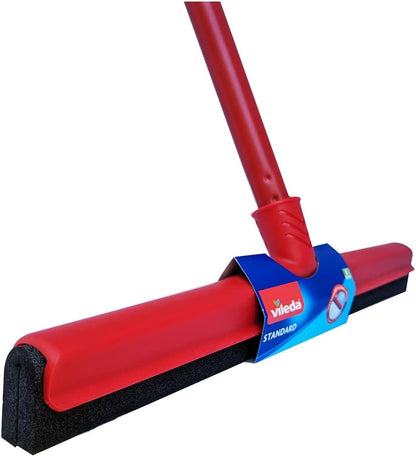 Vileda Floor Wiper Standard 35 CM with a Stick, High water wiping efficiency, Foam, 35 X 5 X 136 Cm - Red