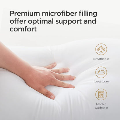 Acanva Cooling Bed Pillows for Sleeping, Luxury Hotel Quality 3D Microfiber Filling with Breathable Cover for Side Back and Stomach Sleepers, Reduces Neck Pain, Queen (Pack of 2), White 2 Count