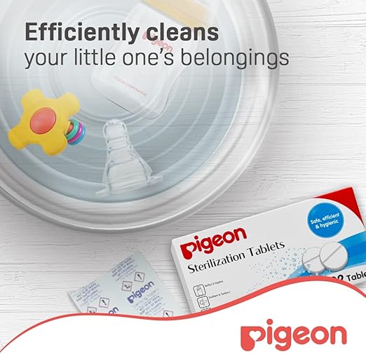 Pigeon Sterilizing Tabs, Safe, Efficient And Hygienic, Rinse Free, Travel Friendly, White