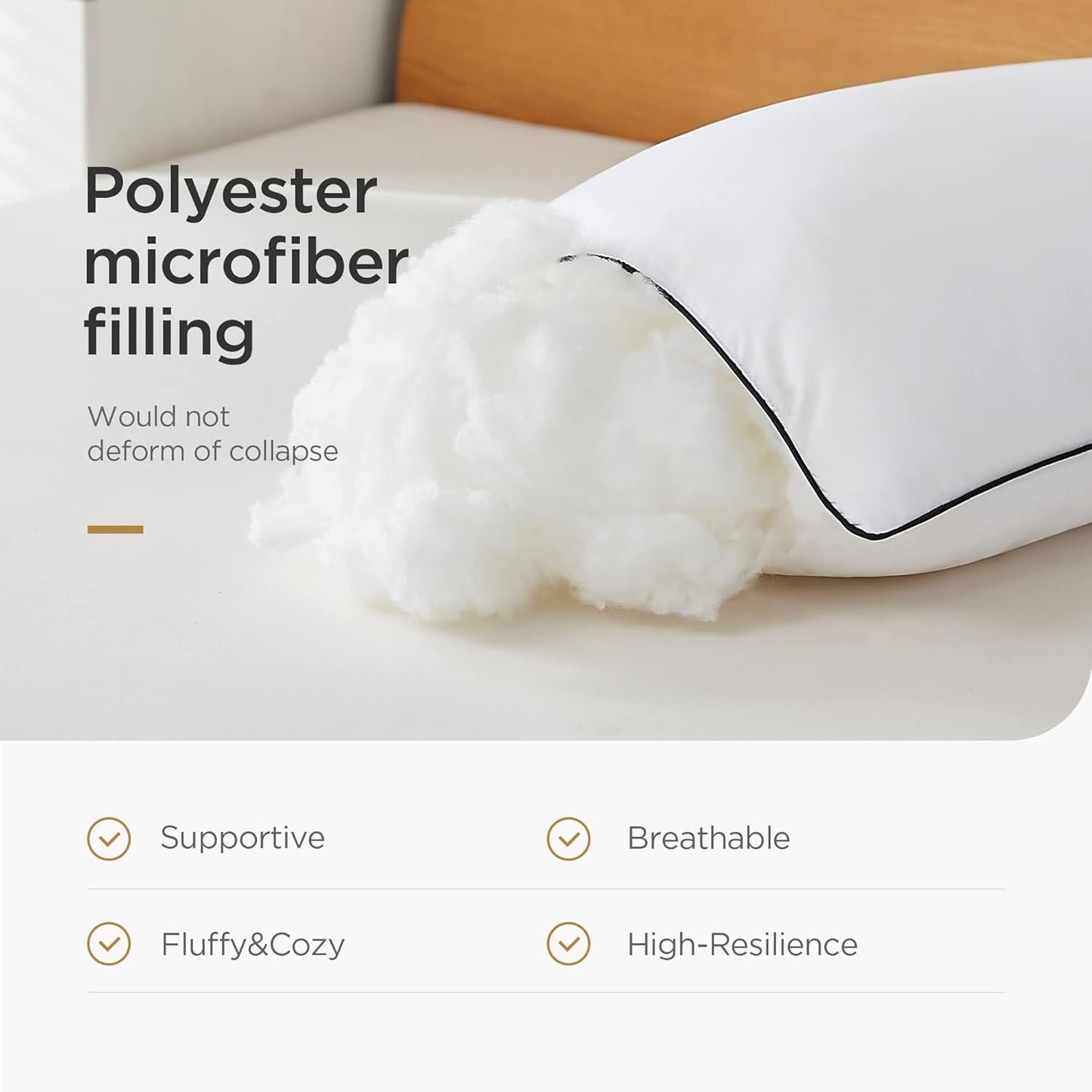 Acanva Cooling Bed Pillows for Sleeping, Luxury Hotel Quality 3D Microfiber Filling with Breathable Cover for Side Back and Stomach Sleepers, Reduces Neck Pain, Queen (Pack of 2), White 2 Count
