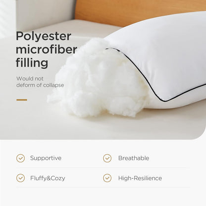 Acanva Cooling Bed Pillows for Sleeping, Luxury Hotel Quality 3D Microfiber Filling with Breathable Cover for Side Back and Stomach Sleepers, Reduces Neck Pain, Queen (Pack of 2), White 2 Count