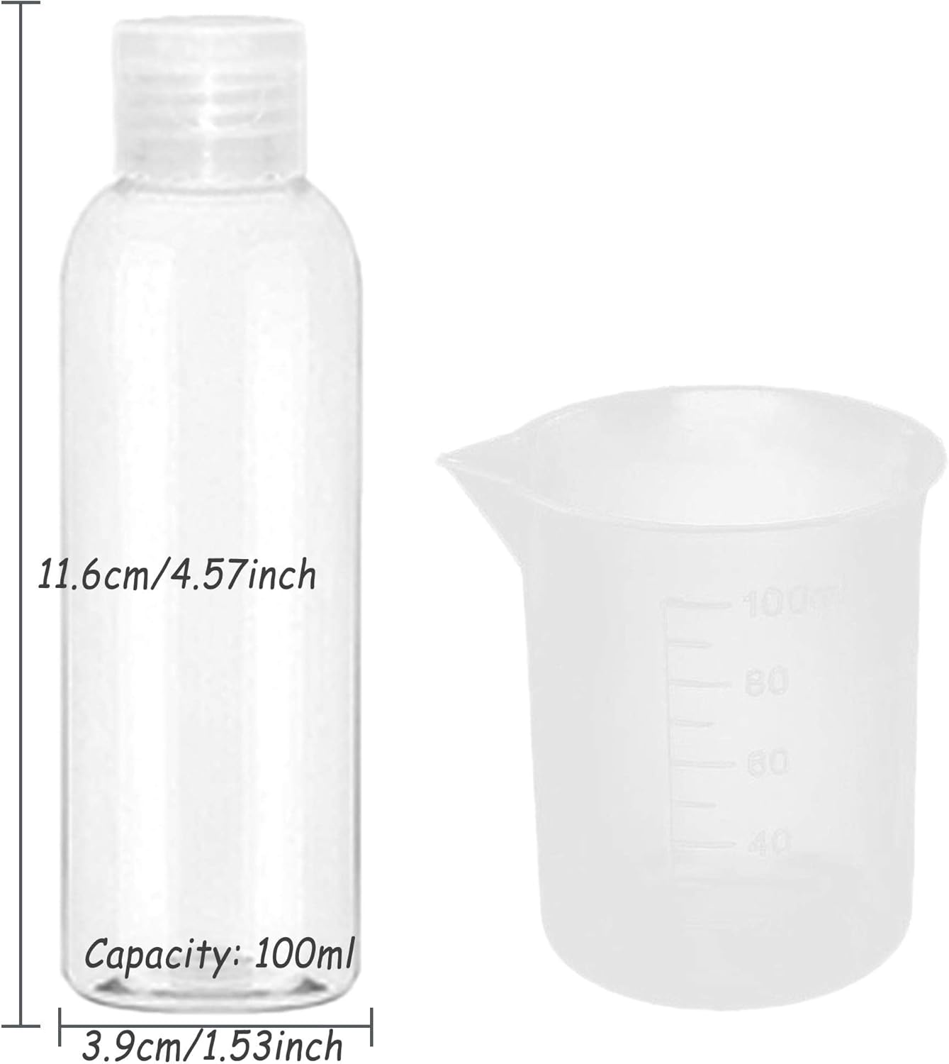 EOPER 4 Pack 100ML Empty Clear Plastic Squeeze Bottles with Disc Top Flip Cap Travel Bottle BPA-Free Containers For Shampoo, Lotions, Liquid Body Soap, Creams
