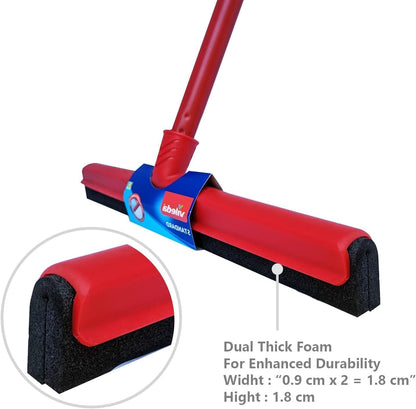 Vileda Floor Wiper Standard 35 CM with a Stick, High water wiping efficiency, Foam, 35 X 5 X 136 Cm - Red