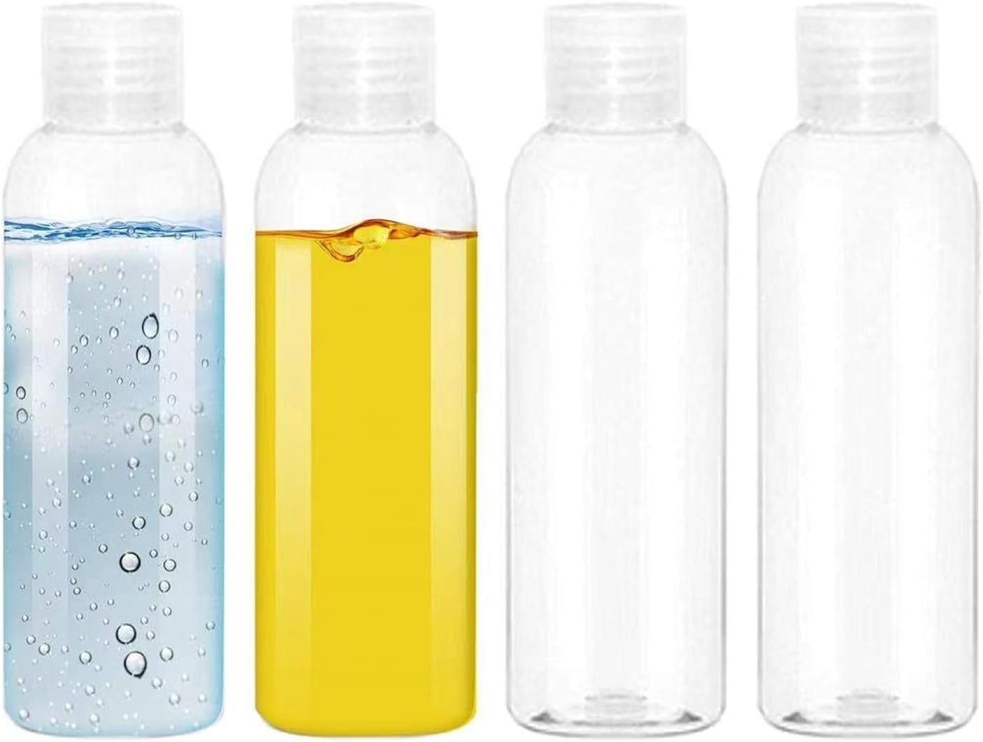EOPER 4 Pack 100ML Empty Clear Plastic Squeeze Bottles with Disc Top Flip Cap Travel Bottle BPA-Free Containers For Shampoo, Lotions, Liquid Body Soap, Creams