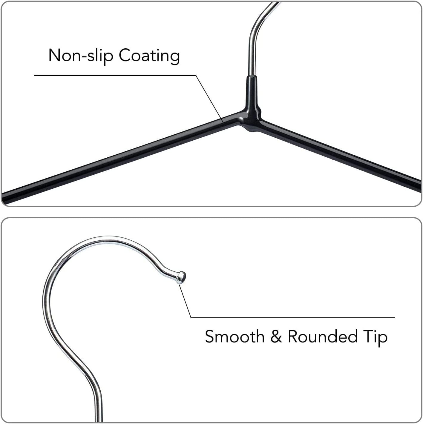HOUSE DAY Metal Hangers Plastic Hangers 10 Pack - Black Shirt Hangers for Clothes Space Saving Clothes Hangers Rubber Coat Hangers for Adult Heavy Duty Hangers Strong Anti-Slip Hangers Wire Hangers
