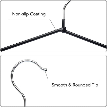 HOUSE DAY Metal Hangers Plastic Hangers 10 Pack - Black Shirt Hangers for Clothes Space Saving Clothes Hangers Rubber Coat Hangers for Adult Heavy Duty Hangers Strong Anti-Slip Hangers Wire Hangers