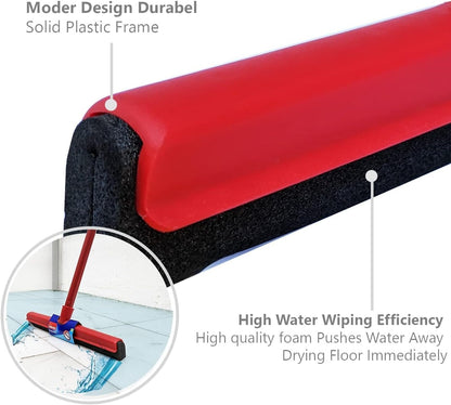 Vileda Floor Wiper Standard 35 CM with a Stick, High water wiping efficiency, Foam, 35 X 5 X 136 Cm - Red