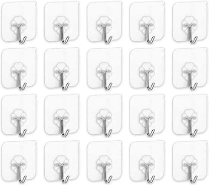 Sky-Touch Adhesive Hooks Heavy Duty Wall Hooks 20Pack 8Kg Max, Self Adhesive Hook