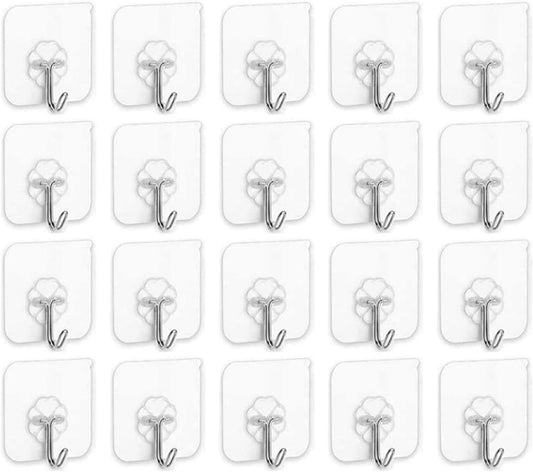 Sky-Touch Adhesive Hooks Heavy Duty Wall Hooks 20Pack 8Kg Max, Self Adhesive Hook