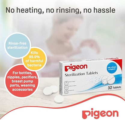 Pigeon Sterilizing Tabs, Safe, Efficient And Hygienic, Rinse Free, Travel Friendly, White