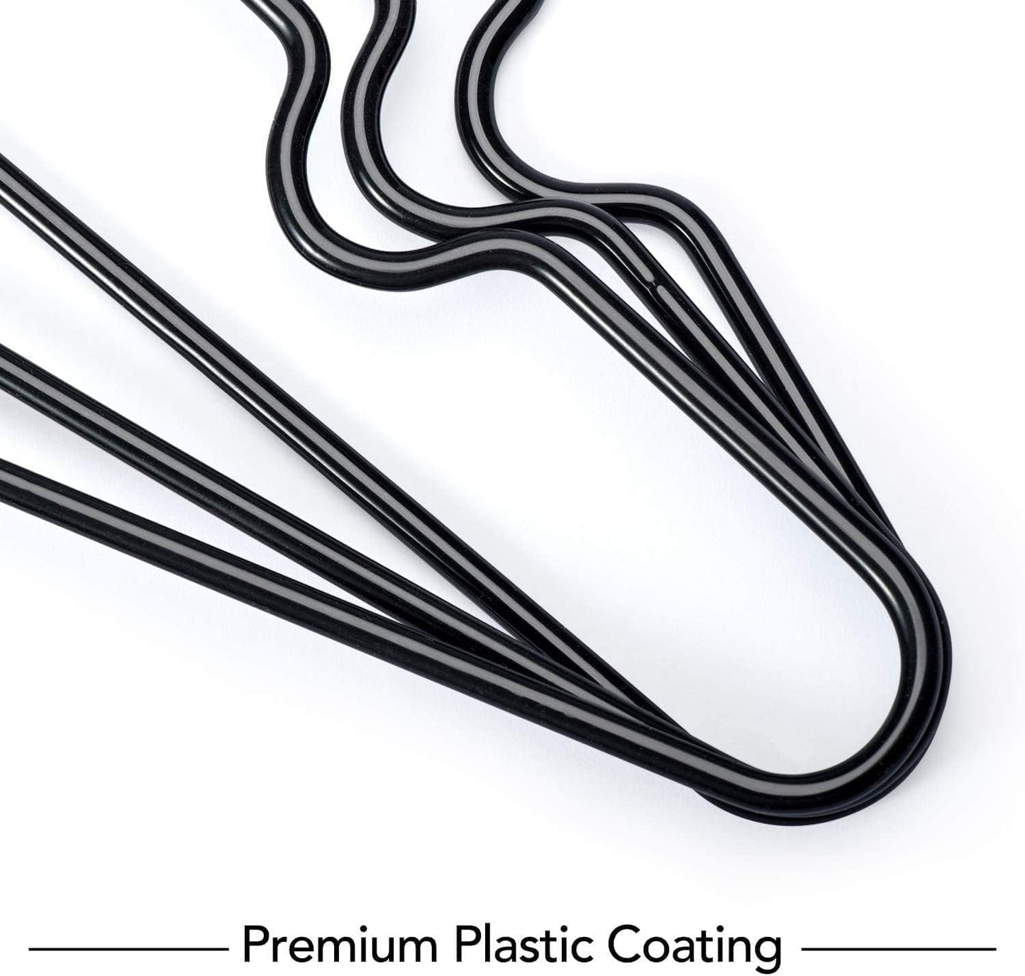 HOUSE DAY Metal Hangers Plastic Hangers 10 Pack - Black Shirt Hangers for Clothes Space Saving Clothes Hangers Rubber Coat Hangers for Adult Heavy Duty Hangers Strong Anti-Slip Hangers Wire Hangers