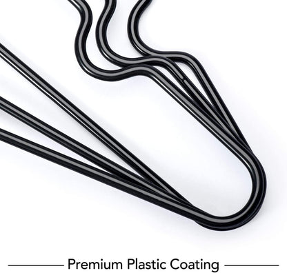 HOUSE DAY Metal Hangers Plastic Hangers 10 Pack - Black Shirt Hangers for Clothes Space Saving Clothes Hangers Rubber Coat Hangers for Adult Heavy Duty Hangers Strong Anti-Slip Hangers Wire Hangers
