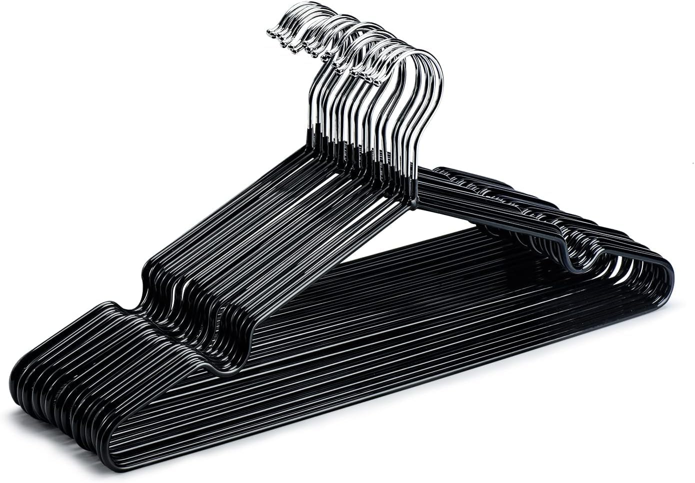 HOUSE DAY Metal Hangers Plastic Hangers 10 Pack - Black Shirt Hangers for Clothes Space Saving Clothes Hangers Rubber Coat Hangers for Adult Heavy Duty Hangers Strong Anti-Slip Hangers Wire Hangers