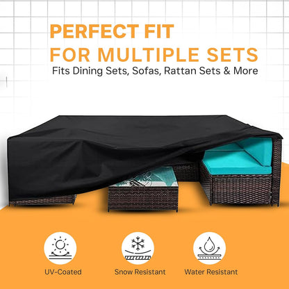 Waterproof Garden Patio Furniture Cover Set, (250x200x80) Upgraded 210D Heavy Duty Oxford Fabric UV Resistant for Rectangle Table Chair Sofa