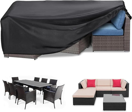 SKY-TOUCH Patio Furniture Cover 250x200cm, Garden Furniture Set Cover Waterproof, Outdoor Table and Chair Set Covers, Heavy Duty Oxford Fabric Furniture Covers Dust Proof Anti-UV