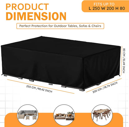 Waterproof Garden Patio Furniture Cover Set, (250x200x80) Upgraded 210D Heavy Duty Oxford Fabric UV Resistant for Rectangle Table Chair Sofa