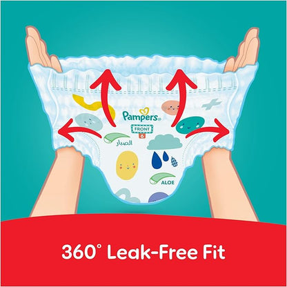 Pampers Rash Protection Pants Diapers, Size 6, 16+kg, +50% Aloe Vera Lotion, 360° Leak-Free Fit for up to 100% Leakage Protection, Giga Box, 168 Count