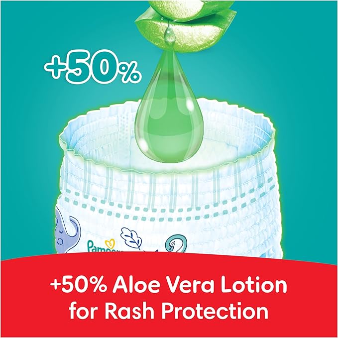 Pampers Rash Protection Pants Diapers, Size 5, 12-18kg, +50% Aloe Vera Lotion, 360° Leak-Free Fit for up to 100% Leakage Protection, Giga Box, 210 Count