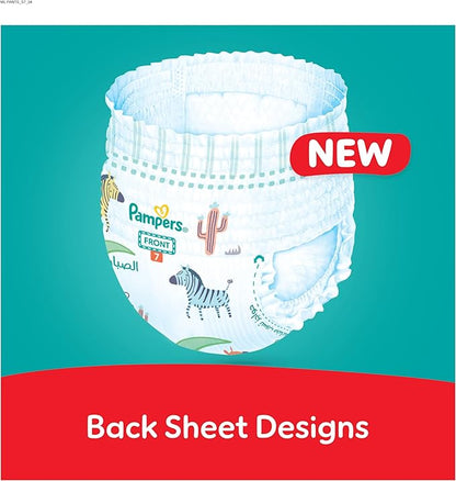 Pampers Rash Protection Pants Diapers, Size 7, 17+kg, +50% Aloe Vera Lotion, 360° Leak-Free Fit for up to 100% Leakage Protection, Giga Box, 144 Count