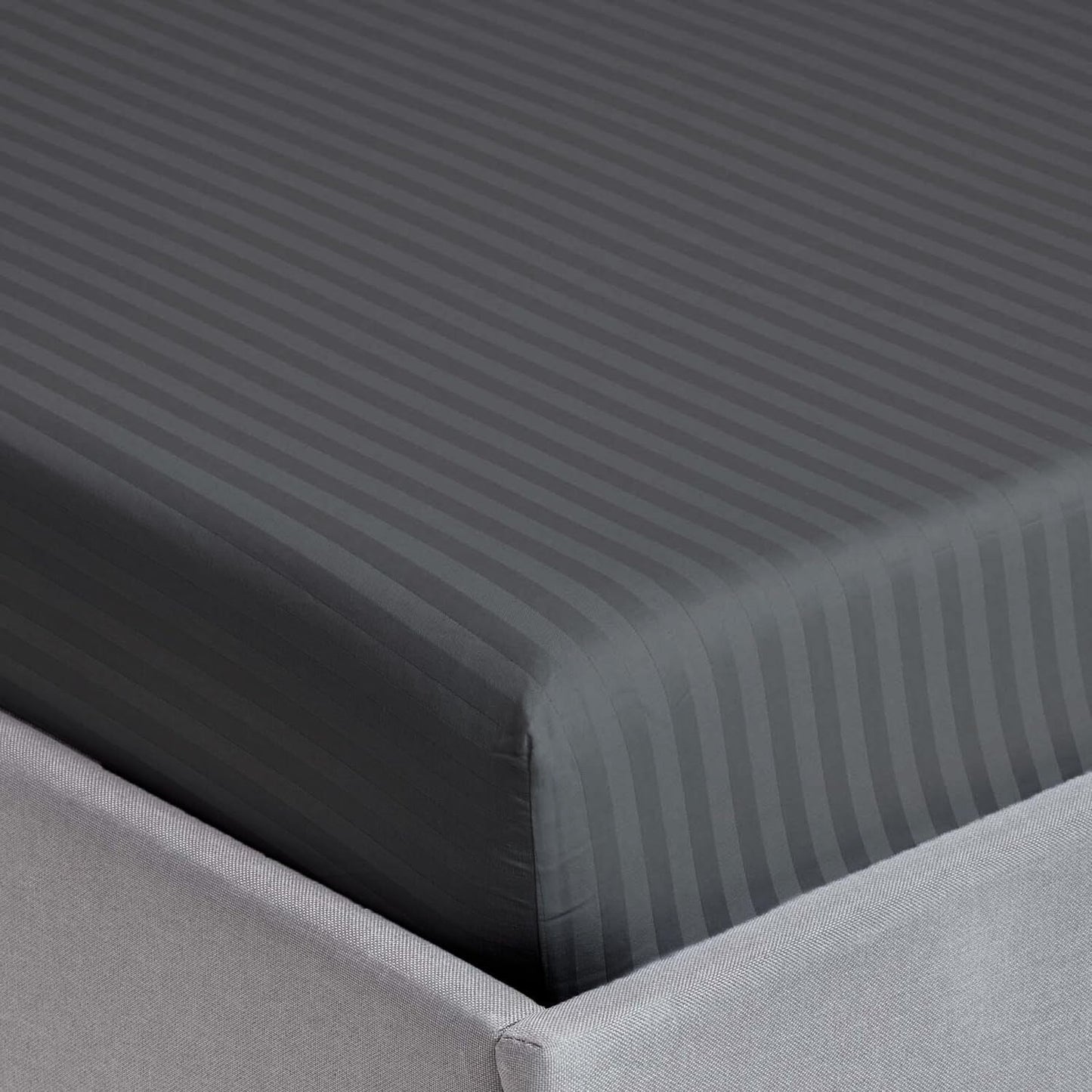 Sleep Well Microfiber Stripe Fitted Sheet with Pillowcase Set - 90x200+17cm (Grey)