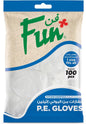 Fun, The Indispensable Disposable P.E Gloves, Clear, One Size Fits All, Pack Of 100