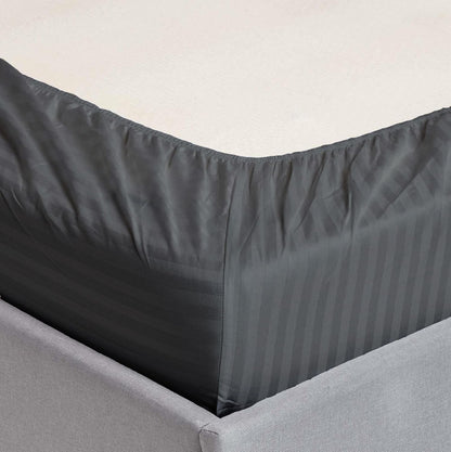 Sleep Well Microfiber Stripe Fitted Sheet with Pillowcase Set - 90x200+17cm (Grey)