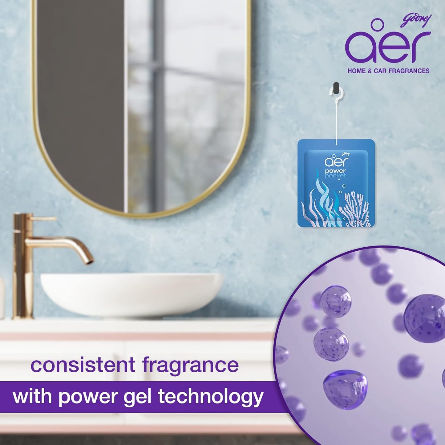 Godrej Aer Power Pocket | Air Freshener- Bathroom And Toilet | Lasts Up To 30 Days | Assorted Pack Of 3 (30G)