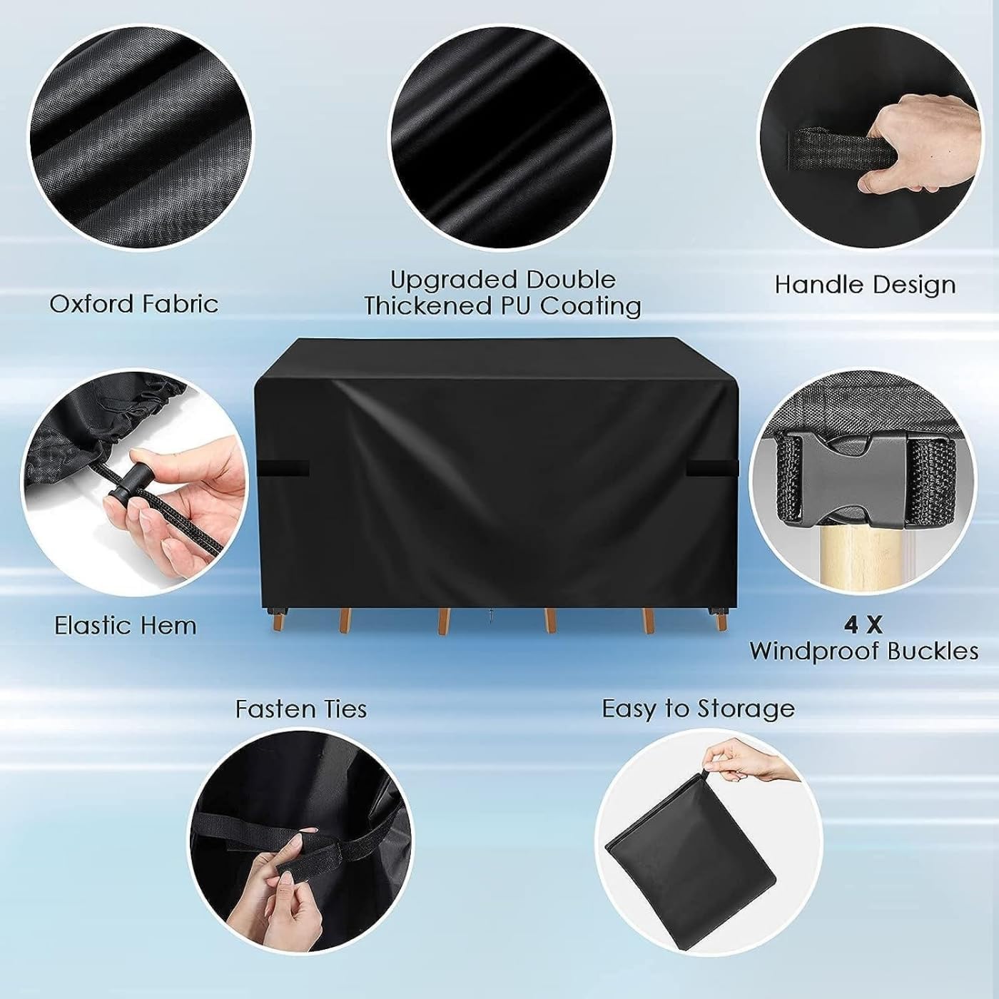 SKY-TOUCH Patio Furniture Cover 250x200cm, Garden Furniture Set Cover Waterproof, Outdoor Table and Chair Set Covers, Heavy Duty Oxford Fabric Furniture Covers Dust Proof Anti-UV