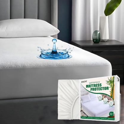 100% Waterproof Mattress Protector - Soft Cotton Terry Surface, Breathable & Noiseless Fitted Mattress Cover, Hypoallergenic Pad, Topper, Machine Washable Sheet (King (180x200x30)