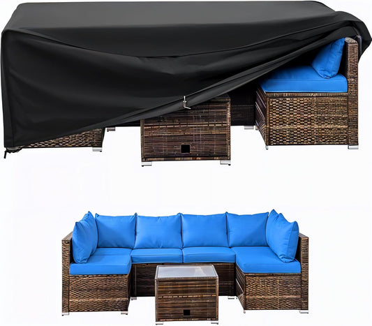 Waterproof Garden Patio Furniture Cover Set, (250x200x80) Upgraded 210D Heavy Duty Oxford Fabric UV Resistant for Rectangle Table Chair Sofa