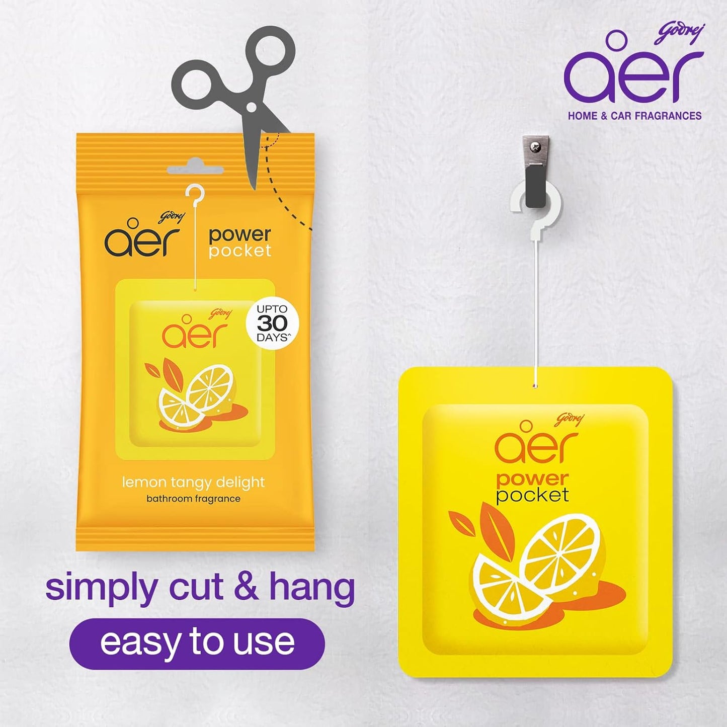 Godrej Aer Power Pocket | Air Freshener- Bathroom And Toilet | Lasts Up To 30 Days | Assorted Pack Of 3 (30G)