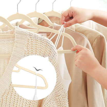 Red Dot Gift®10-Pack Beige Non-Slip Velvet Hangers 42cm With 360 Degree Rotatable Hook - Durable & Slim - Non Slip Hangers for Coat Hangers - Pant Hangers…