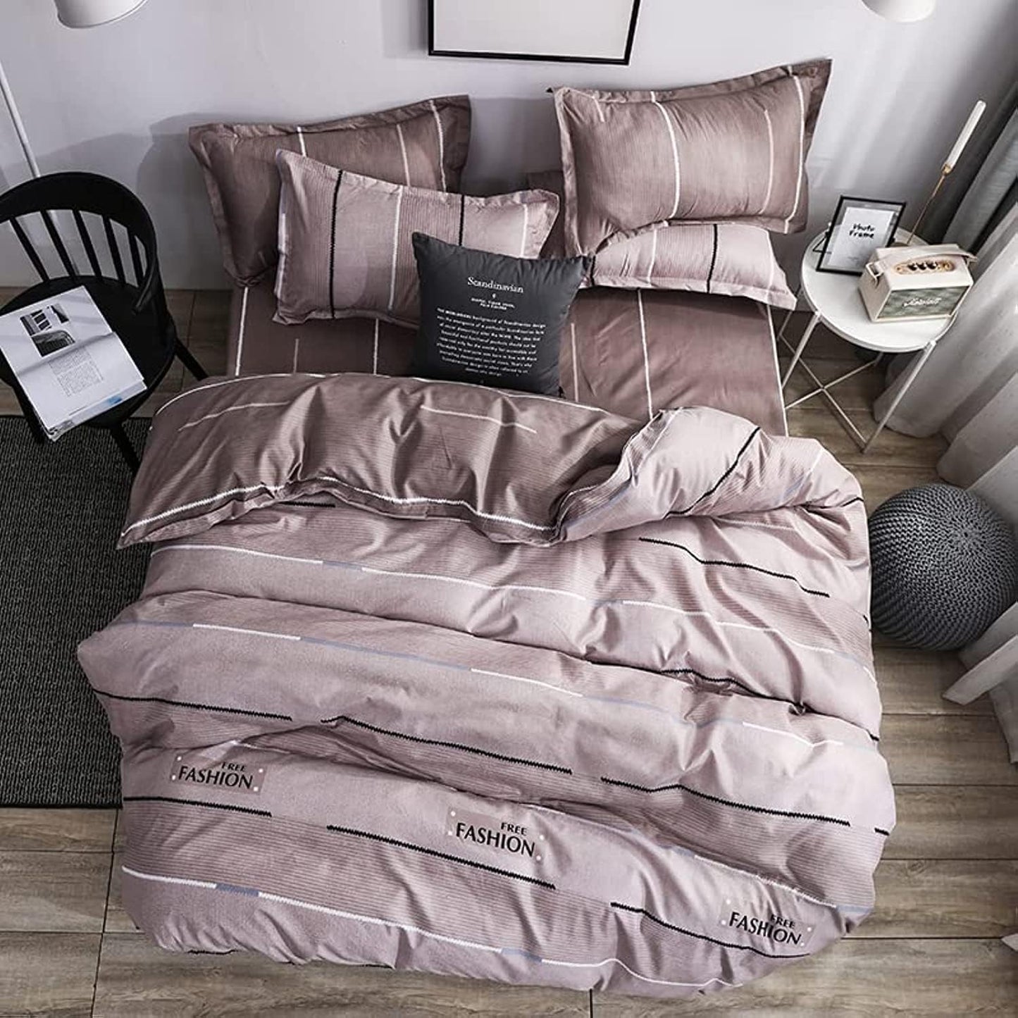 Golden Home King Size/Single Size Bedsheet duvet cover pillow case 6pcs One Set High Cotton Quality Bedding Set Kids' Duvet Covers… (A14, King Size)