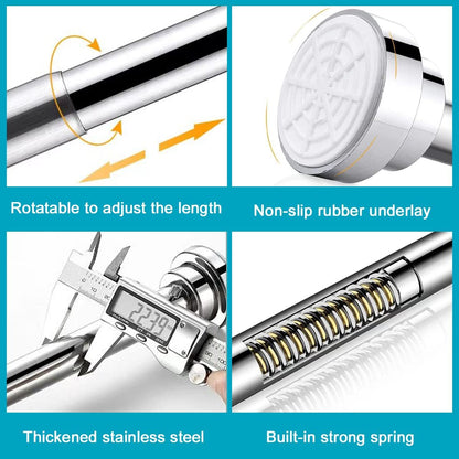 Telescopic Shower Curtain Rod：Never Rust 304 Stainless Steel Tension Spring Curtain Rod - Non-Slip Adjustable Tension Pole –No Drilling Extendable Pole (105-170cm)