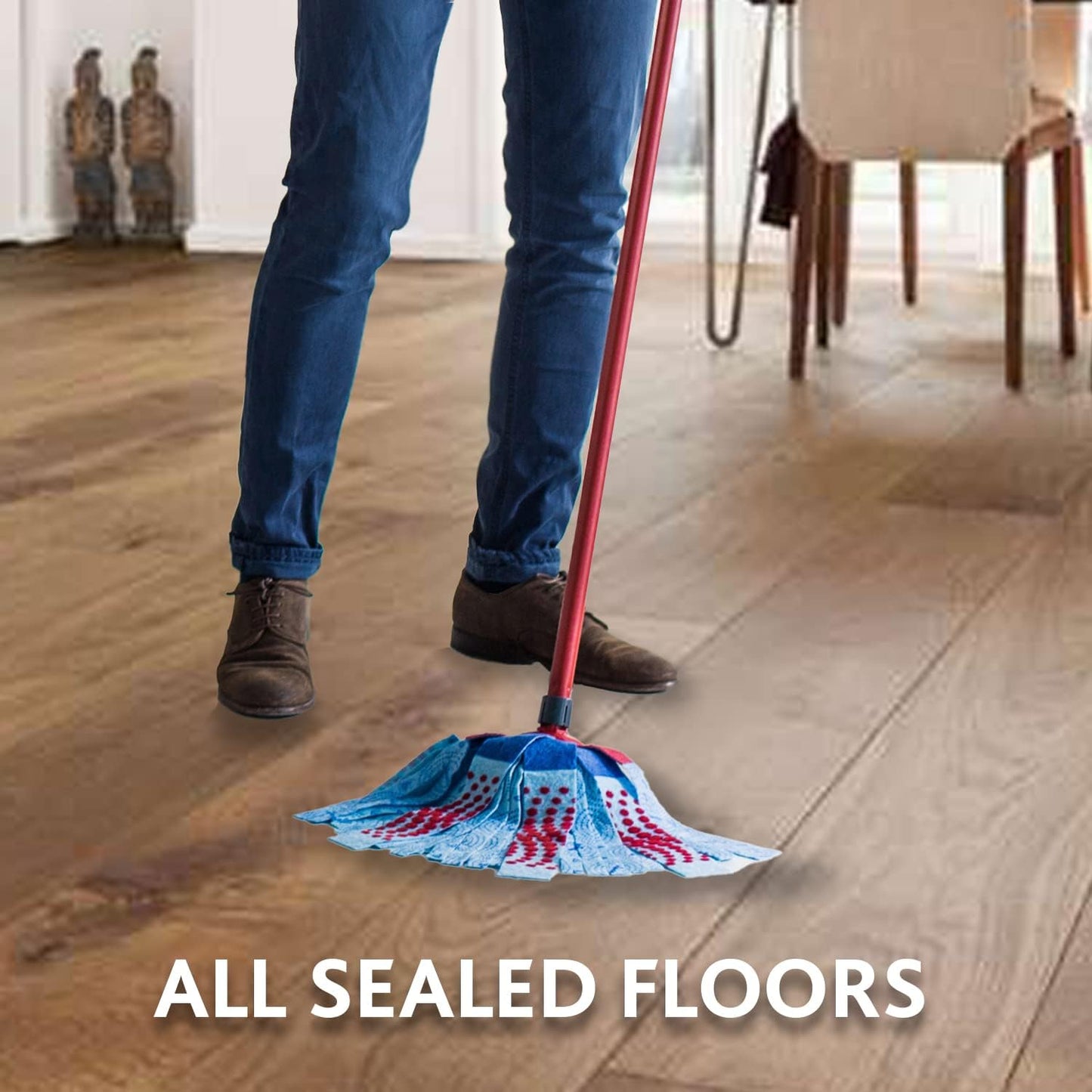 Vileda 3action Supermocio Floor Mop Refill, Versatile, Red Spot Eraser, Blue Microfiber, 3D Red Spots.