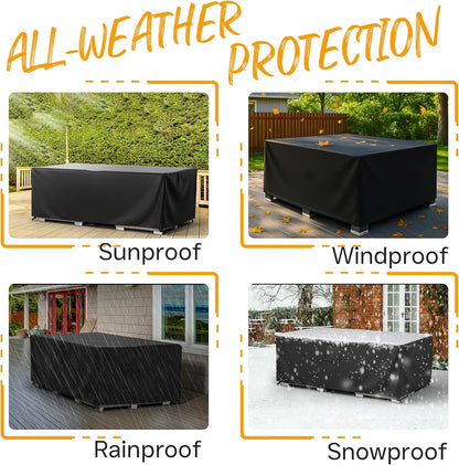 Waterproof Garden Patio Furniture Cover Set, (250x200x80) Upgraded 210D Heavy Duty Oxford Fabric UV Resistant for Rectangle Table Chair Sofa