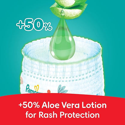 Pampers Rash Protection Pants Diapers, Size 4, 9-14kg, +50% Aloe Vera Lotion, 360° Leak-Free Fit for up to 100% Leakage Protection, Giant Pack, 136 Count
