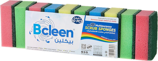 EZUK cleen Anti Microbial Sponge Scrubber for Kitchen and Bathroom Multicolor 9x6.1x3cm -10 Pieces